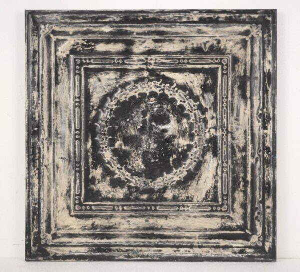 Tin Panels - Handcrafted Black & Tan Wreath Antique Tin Wall Panel