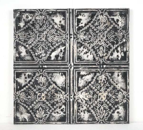 Tin Panels - Handcrafted Black & White Quadrant Antique Tin Wall Panel