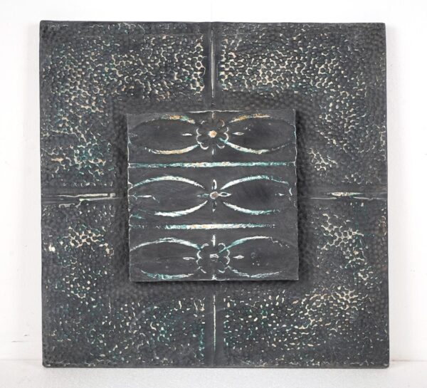 Tin Panels - Handcrafted Black & White Textured Fish Antique Tin Wall Panel