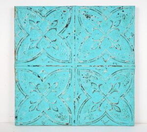 Tin Panels - Handcrafted Blue Quadrant Antique Tin Wall Panel