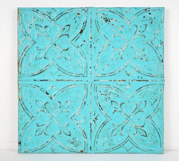 Tin Panels - Handcrafted Blue Quadrant Antique Tin Wall Panel