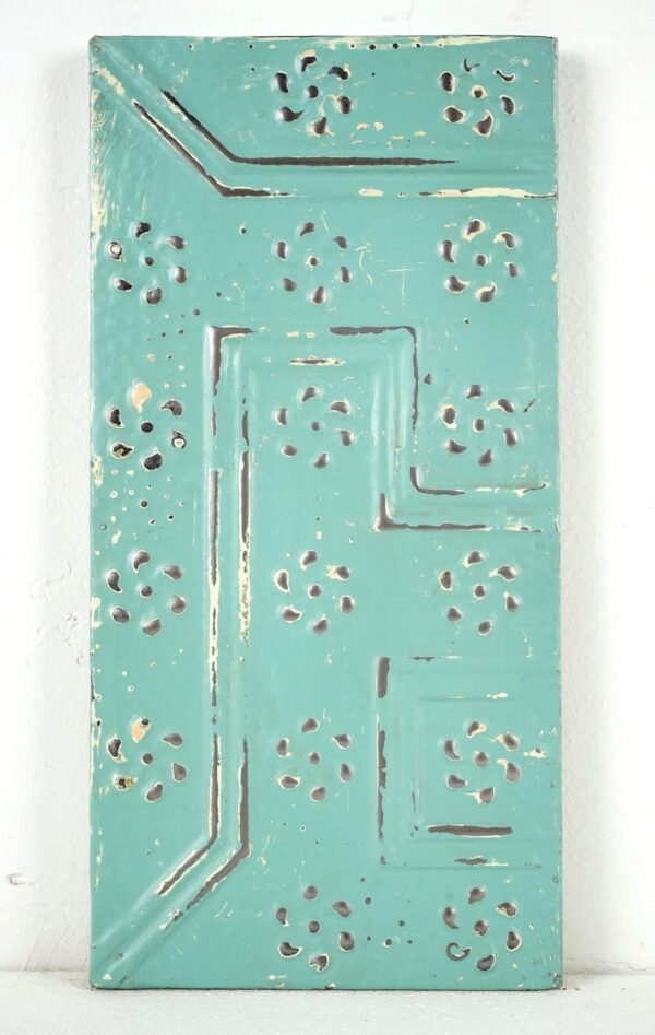 Tin Panels - Handcrafted Green Blue Geometric Antique Tin Wall Panel