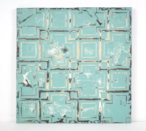 Tin Panels - Handcrafted Green & Tan Geometric Antique Tin Wall Panel
