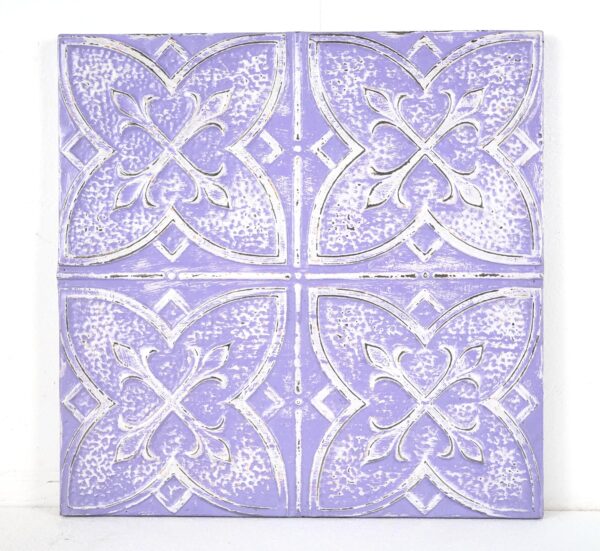 Tin Panels - Handcrafted Purple & White Quadrant Antique Tin Wall Panel