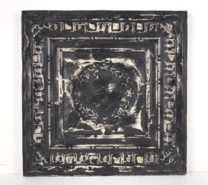 Tin Panels - Handcrafted Wreath Black & White Antique Tin Wall Panel