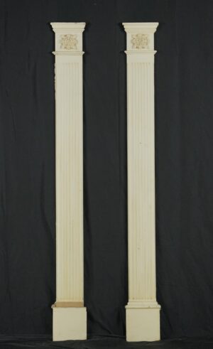 Columns & Pilasters - Pair of Reclaimed 80.625 in. Fluted Floral Wood Pilasters Columns & Pilasters - Pair of Reclaimed 80.625 in. Fluted Floral Wood Pilasters