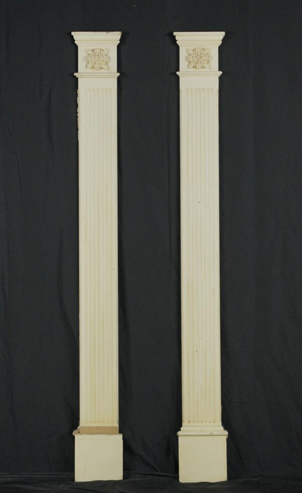 Columns & Pilasters - Pair of Reclaimed 80.625 in. Fluted Floral Wood Pilasters Columns & Pilasters - Pair of Reclaimed 80.625 in. Fluted Floral Wood Pilasters