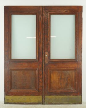 Commercial Doors - Half Lite One Panel Oak Double Doors 88.625 x 71.5 in.