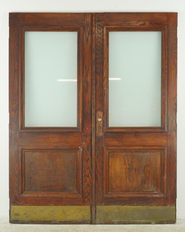 Commercial Doors - Half Lite One Panel Oak Double Doors 88.625 x 71.5 in.