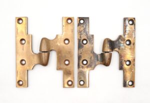 Door Hinges - Pair of Vintage 6 x 5 in. Brass Left Olive Door Hinges Door Hinges - Pair of Vintage 6 x 5 in. Brass Left Olive Door Hinges