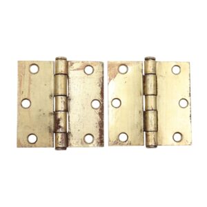 Door Hinges - Pair of Vintage Brass Plated Steel 3 x 3 in. Butt Door Hinges Door Hinges - Pair of Vintage Brass Plated Steel 3 x 3 in. Butt Door Hinges