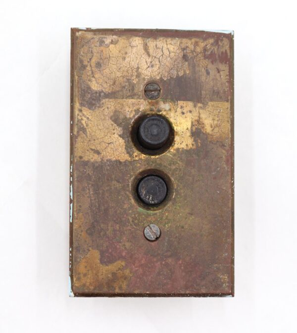 Lighting & Electrical Hardware - Vintage Two Push Buttons Brass Switch Plate Lighting & Electrical Hardware - Vintage Two Push Buttons Brass Switch Plate