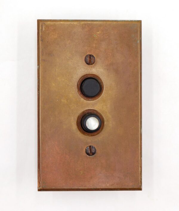 Lighting & Electrical Hardware - Vintage Two Push Buttons Patina Brass Switch Plate Lighting & Electrical Hardware - Vintage Two Push Buttons Patina Brass Switch Plate