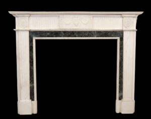 Marble Mantels - Regency White Marble Mantel with Emerald Green Marble Inlay