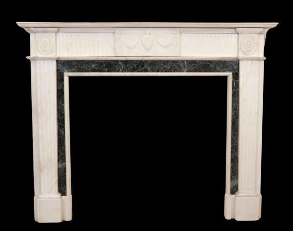 Marble Mantels - Regency White Marble Mantel with Emerald Green Marble Inlay
