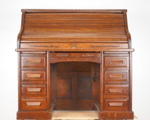 Office Furniture - Antique Quarter Sawn Oak Roll Top Executive Desk