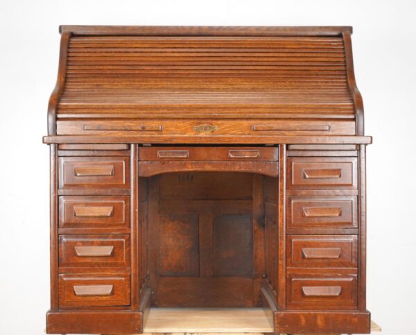 Office Furniture - Antique Quarter Sawn Oak Roll Top Executive Desk