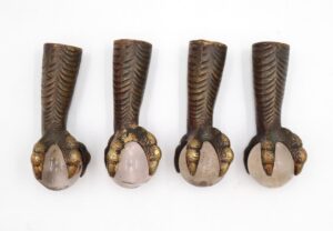 Other Cabinet Hardware - Set of Four Bronze Claw & Glass Ball Furniture Feet