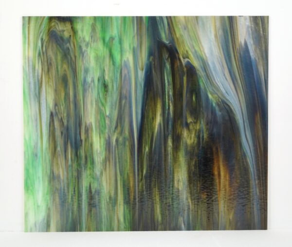 Other Glass - Vintage Green & Brown Textured Stained Glass Sheet - 7.5 square ft.