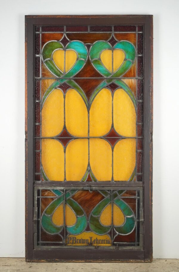 Stained Glass - 1900s Rectangular Leaded Stained Glass Church Window - R289854