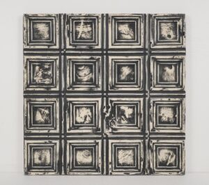 Tin Panels - Handcrafted Black & White Squares Antique Tin Ceiling Wall Panel