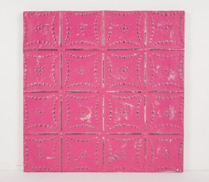 Tin Panels - Handcrafted Pink Snowflake Antique Tin Ceiling Wall Panel