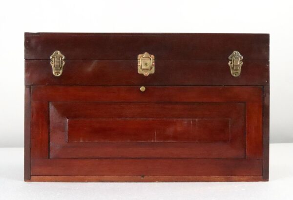Tools - Antique Mahogany Tool Chest with Key & Self Locking Front