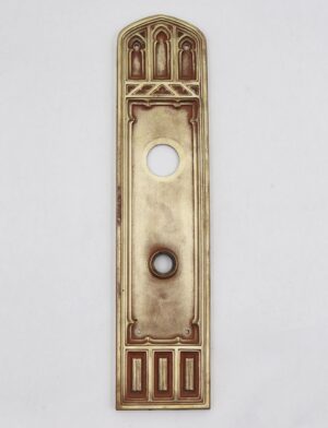 Back Plates - Antique Gothic 15 in. Polished Bronze Entry Door Back Plate