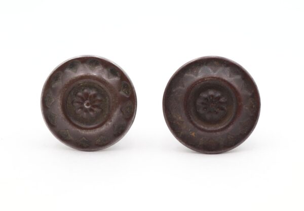Cabinet & Furniture Knobs - Pair of Vintage 1 in. Steel Floral Cabinet Drawer Knobs