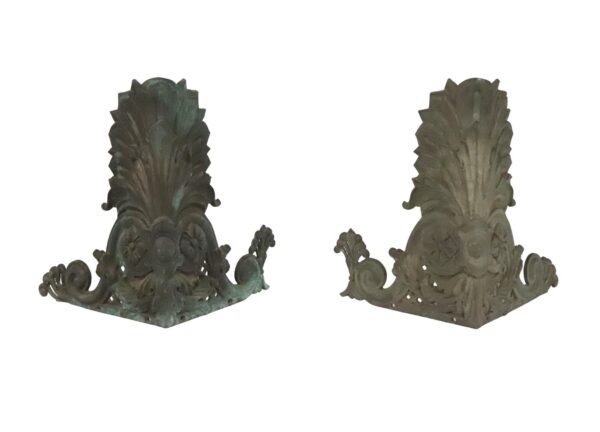 Decorative Metal - Pair of 13.25 in. Bronze Cartouche Architectural Corner Ornaments