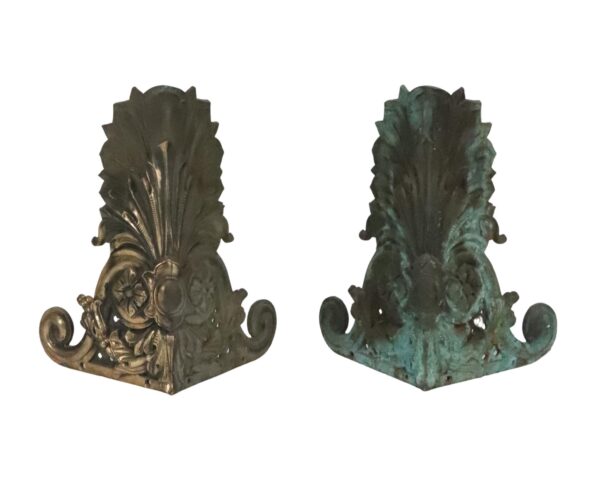 Decorative Metal - Pair of 13.5 in. Bronze Cartouche Architectural Corner Ornaments