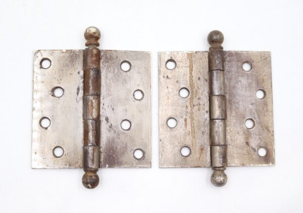 Door Hinges - Pair of Vintage 4.5 x 4.5 in. Steel Butt Door Hinges