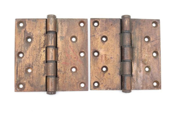 Door Hinges - Pair of Vintage 5 x 5 in. Steel Door Hinges