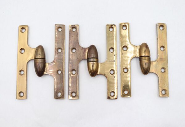 Door Hinges - Set of Vintage 6 x 4 in. Brass Right Stanley Olive Hinges