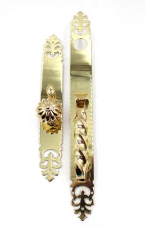 Door Knob Sets - 1990s Baldwin Polished Brass Fluted Entrance Trim Handle Set