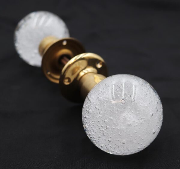 Door Knob Sets - Modern Controlled Bubbled Glass Entry Door Knob Set