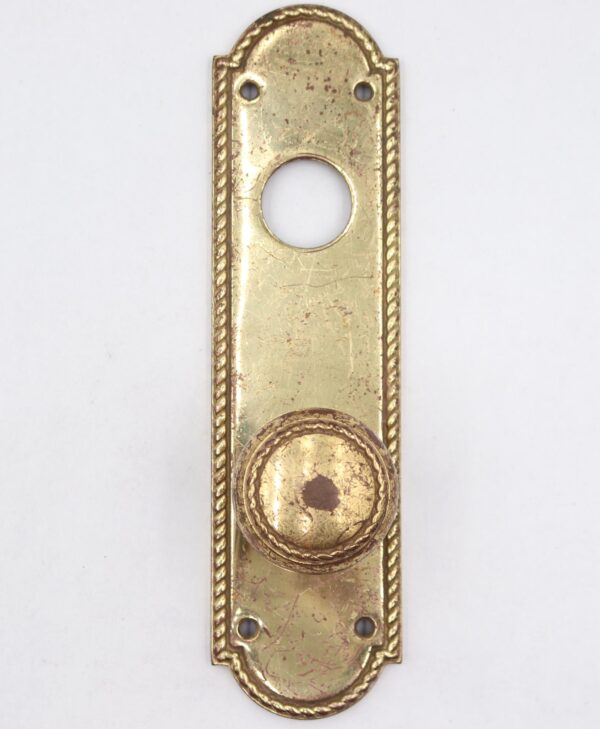 Door Knob Sets - Reclaimed Rope Brass Entry Door Knob & Plate Set