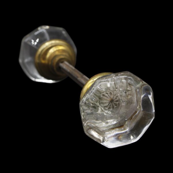 Door Knobs - Antique Octagon Mini Star Pattern Center Glass Door Knobs