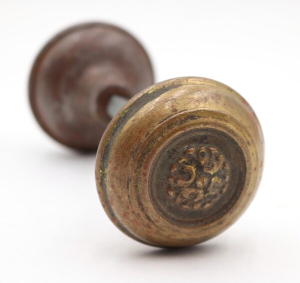 Door Knobs - Pair of Antique Beaded Russell & Erwin Passage Door Knobs