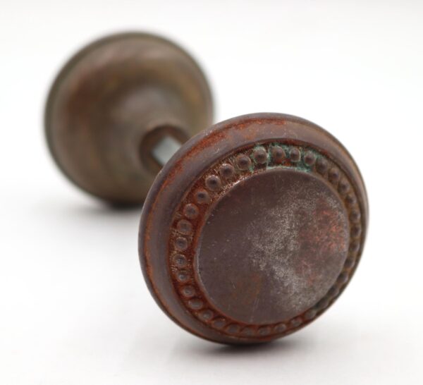 Door Knobs - Pair of Antique Beaded Sargent Passage Door Knobs