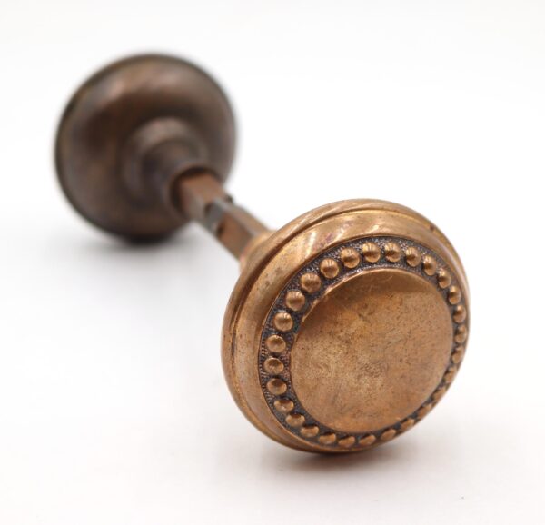 Door Knobs - Pair of Antique Sargent Beaded Brass Door Knobs