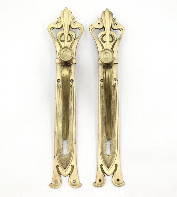 Door Pulls - Pair of Antique 12.5 in. Art Nouveau Bronze Door Pulls