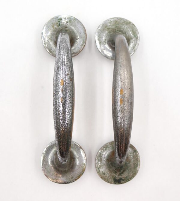 Door Pulls - Pair of Vintage 7.5 in. Nickeled Brass Door Pull Handles