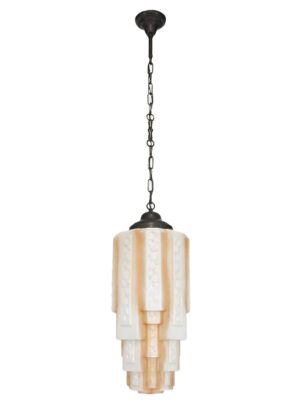 Globes - Vintage Art Deco Glass Skyscraper Black Chain Pendant Light