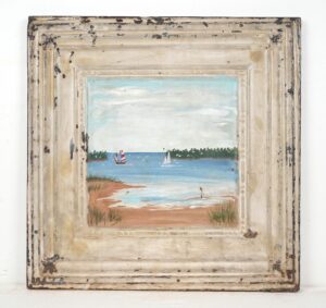 Hand Painted Panels - Hand Painted Scenic Sailboat Tin Ceiling Wall Panel