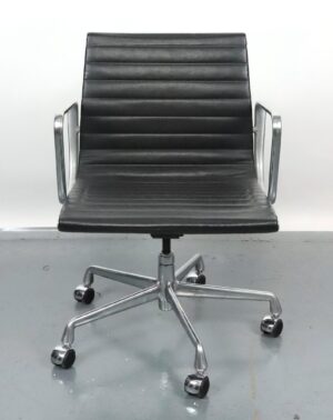 Seating - Eames Black Leather Herman Miller Aluminum Group Chair