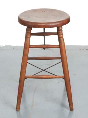 Seating - Mid 20th Century Oak Farm Artist Counter Height Stool