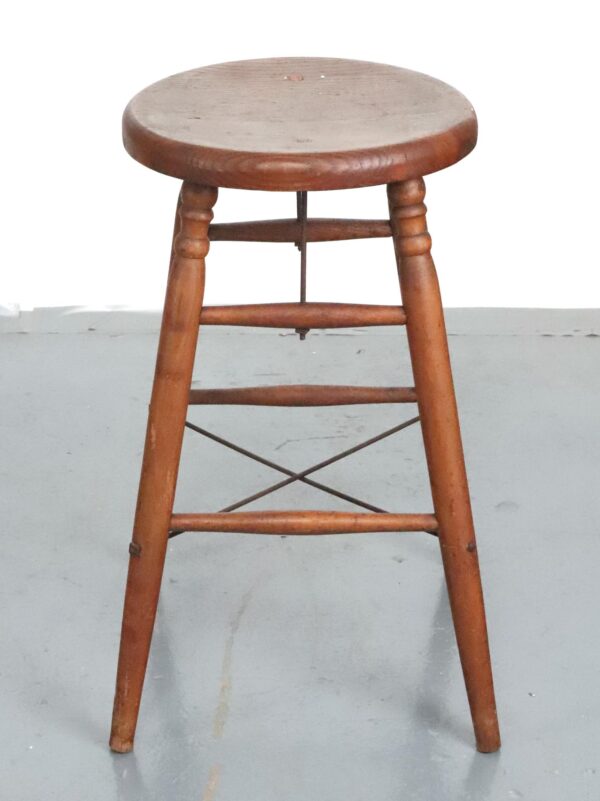 Seating - Mid 20th Century Oak Farm Artist Counter Height Stool