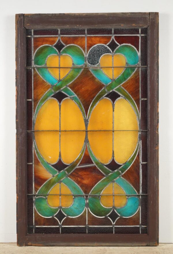 Stained Glass - 1900s Rectangular Leaded Stained Glass Church Window - R290392