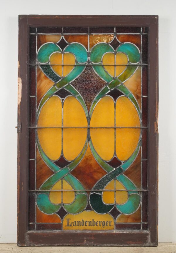 Stained Glass - 1900s Rectangular Leaded Stained Glass Church Window - R290394